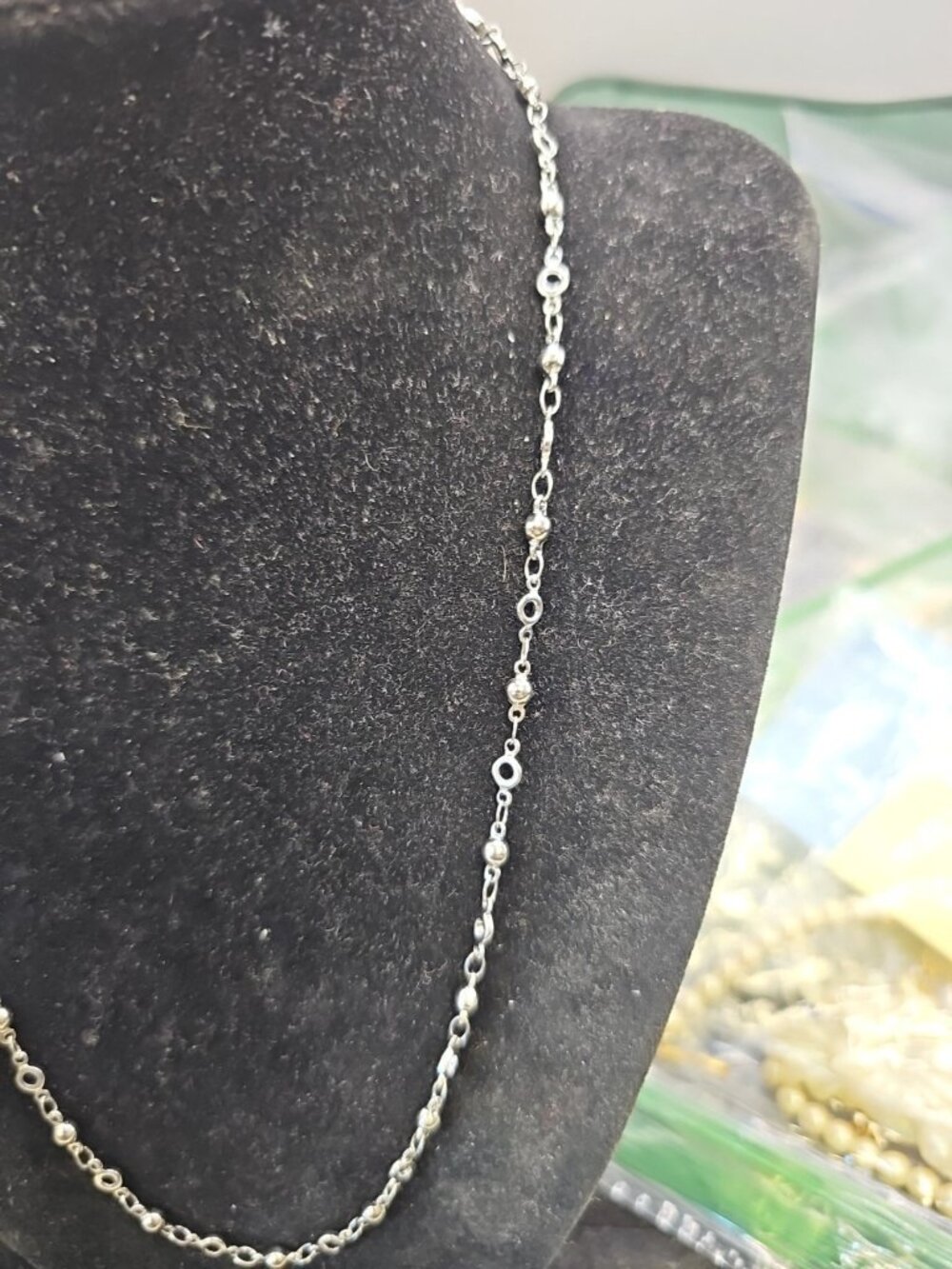 Necklace Bead & Circle Link 18"inch Lobster Closure Stainless Steel